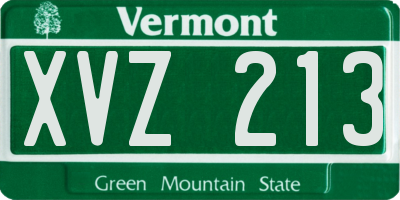 VT license plate XVZ213