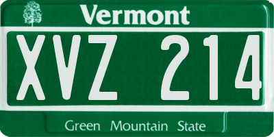 VT license plate XVZ214
