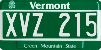 VT license plate XVZ215