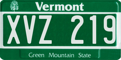 VT license plate XVZ219
