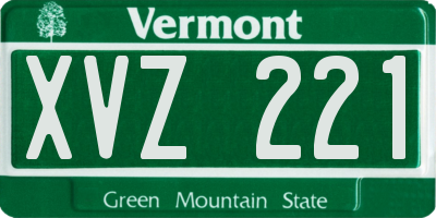 VT license plate XVZ221