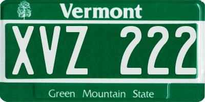VT license plate XVZ222