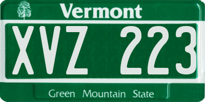 VT license plate XVZ223