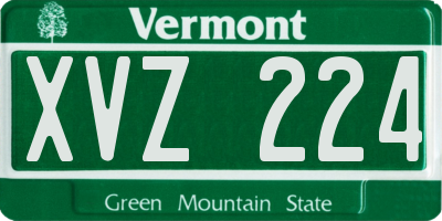 VT license plate XVZ224