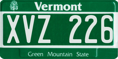VT license plate XVZ226