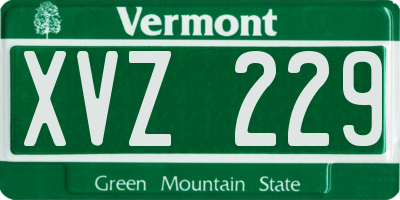 VT license plate XVZ229