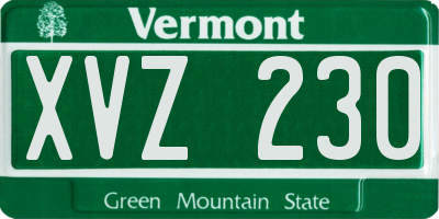VT license plate XVZ230