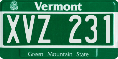 VT license plate XVZ231