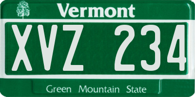 VT license plate XVZ234