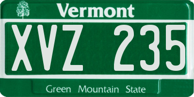 VT license plate XVZ235