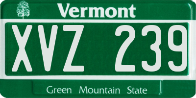 VT license plate XVZ239