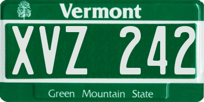 VT license plate XVZ242