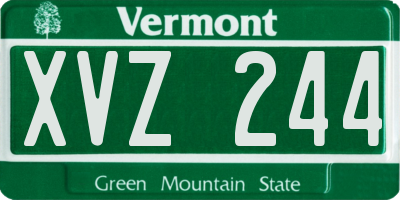 VT license plate XVZ244