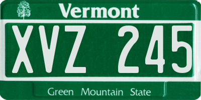 VT license plate XVZ245
