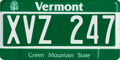 VT license plate XVZ247