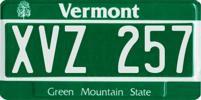 VT license plate XVZ257