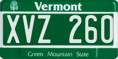 VT license plate XVZ260