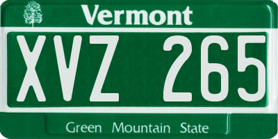 VT license plate XVZ265