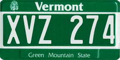 VT license plate XVZ274