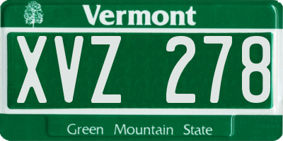 VT license plate XVZ278