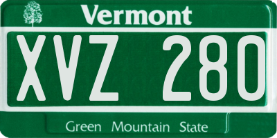VT license plate XVZ280