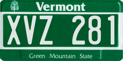 VT license plate XVZ281
