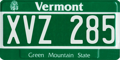 VT license plate XVZ285