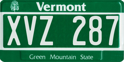 VT license plate XVZ287