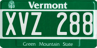 VT license plate XVZ288