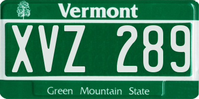 VT license plate XVZ289