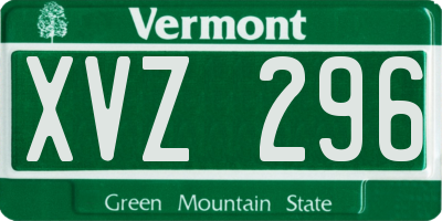 VT license plate XVZ296