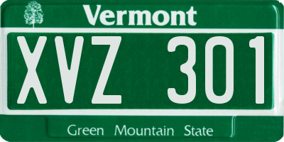 VT license plate XVZ301