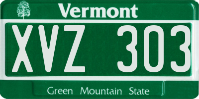 VT license plate XVZ303