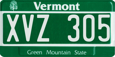 VT license plate XVZ305