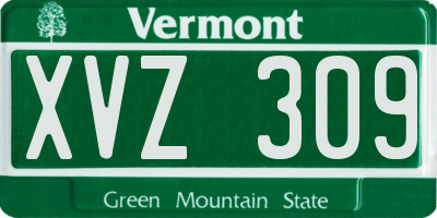 VT license plate XVZ309