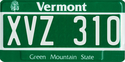 VT license plate XVZ310