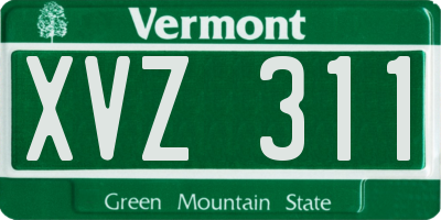 VT license plate XVZ311