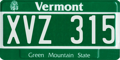 VT license plate XVZ315