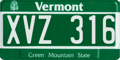 VT license plate XVZ316