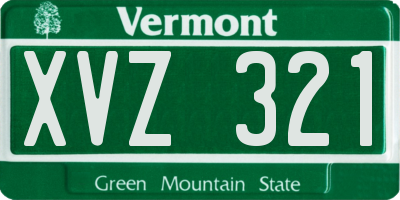 VT license plate XVZ321