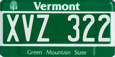VT license plate XVZ322