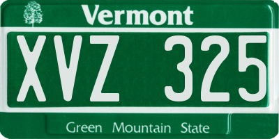 VT license plate XVZ325