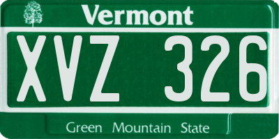 VT license plate XVZ326