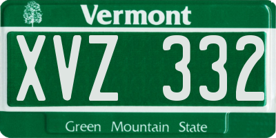 VT license plate XVZ332
