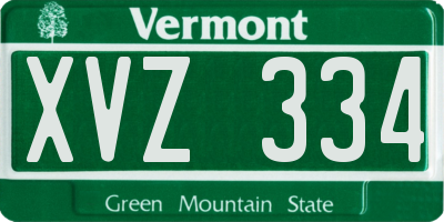 VT license plate XVZ334