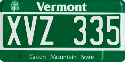 VT license plate XVZ335