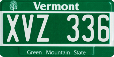VT license plate XVZ336
