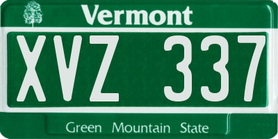 VT license plate XVZ337