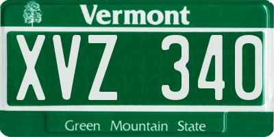 VT license plate XVZ340