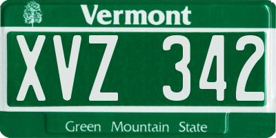 VT license plate XVZ342